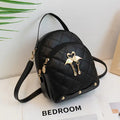 Embroidered PU Leather Small Backpack for Women
