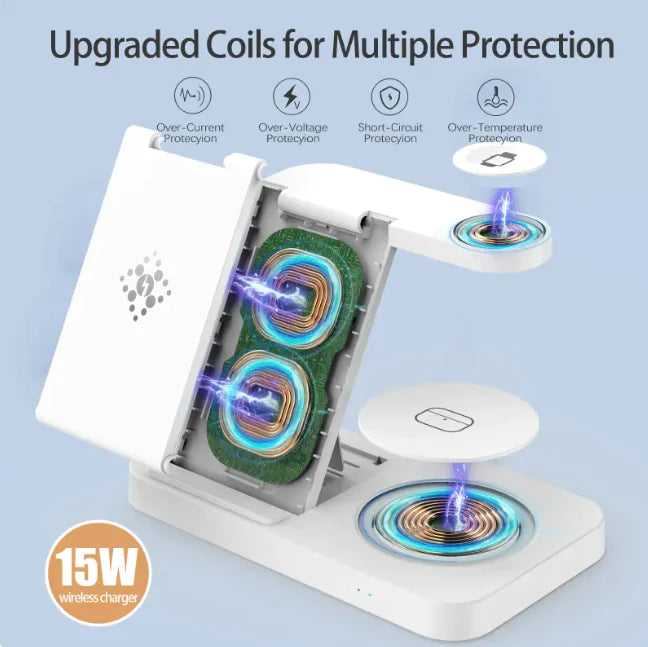 Foldable 3-in-1 Wireless Charger for Watch, Mobile Phone & Headset