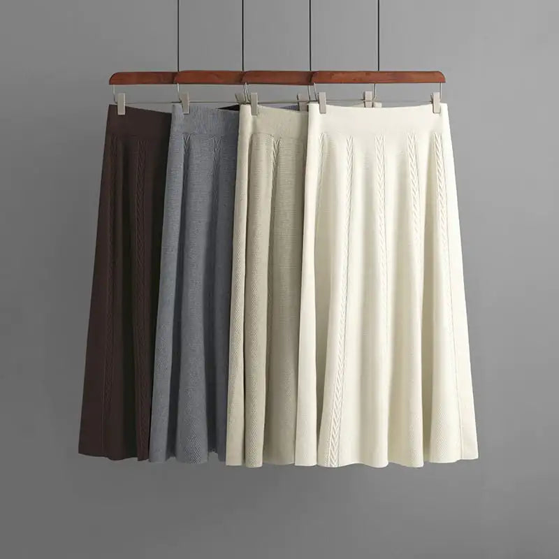 Mid-length Knitting Skirt for Autumn and Winter