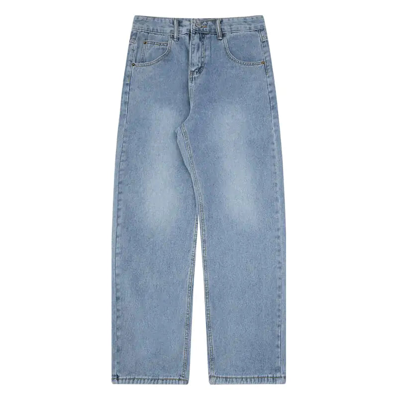 Retro Washed Loose Wide Leg Denim Cropped Pants