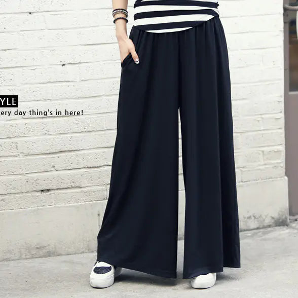 High Waist Wide Leg Pants for Women - Plus Size