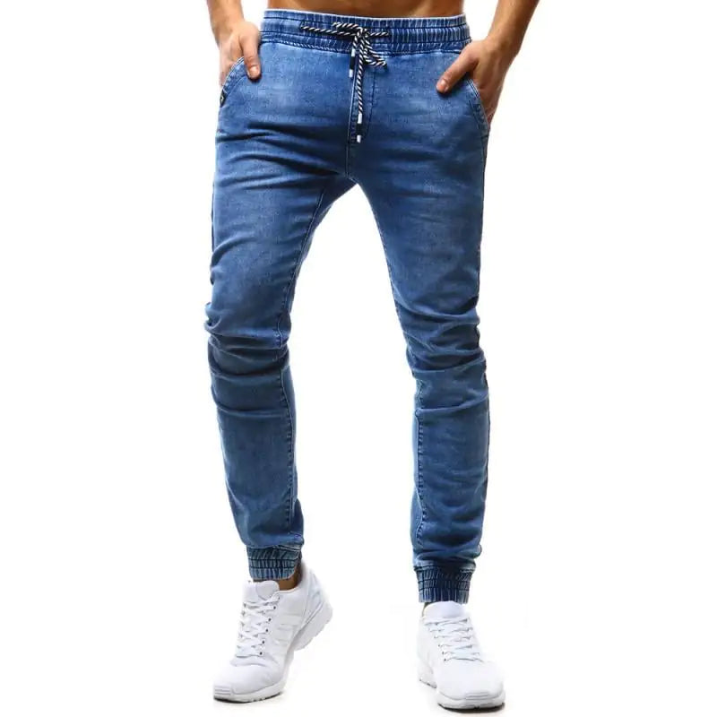 Tethered Elastic Casual Slim Stretch Men's Jeans