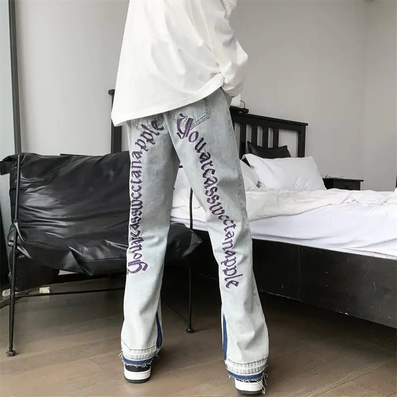 Men's Denim Loose-Fitting Straight-Leg Wide-Leg Pants