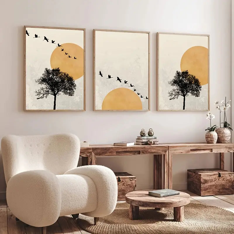 HD Winter Tree Moon Silhouette Poster for Home Décor