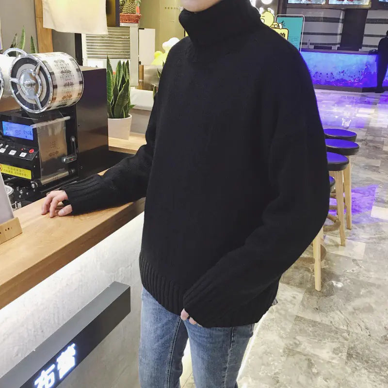 Men's Turtleneck Sweater - Loose Fit Fall Winter Knit