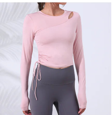 2020 Autumn Winter Yoga T-Shirt with Side Ties
