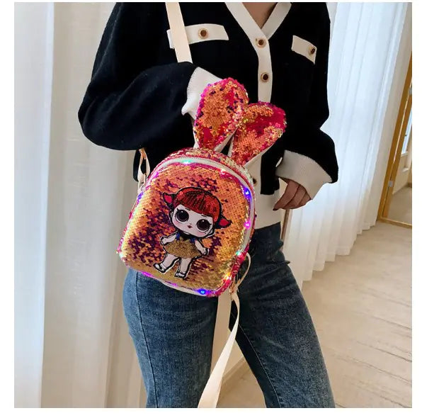 Fashionable Princess Sequin Backpack for Girls