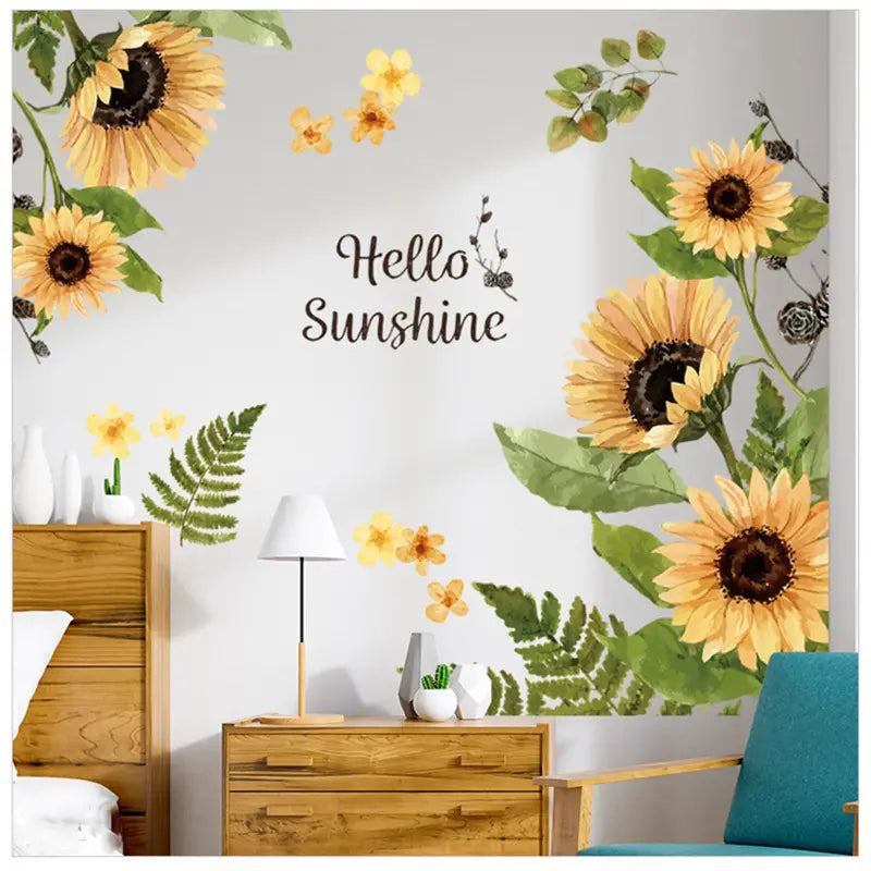 2 Sheets Removable Sunflower Wall Decor Stickers