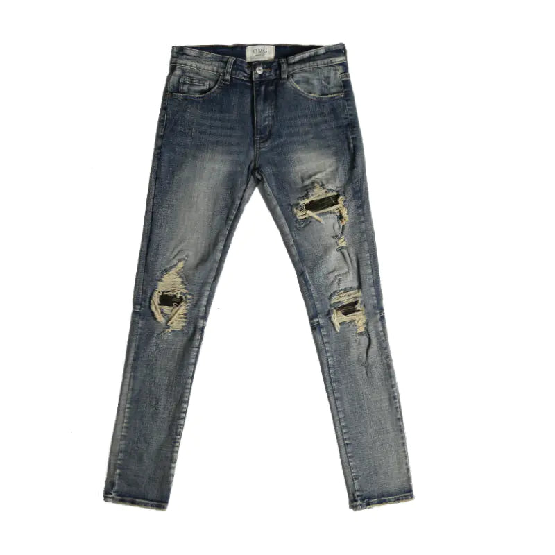 Ripped Slim Fit Stretch Denim Jeans