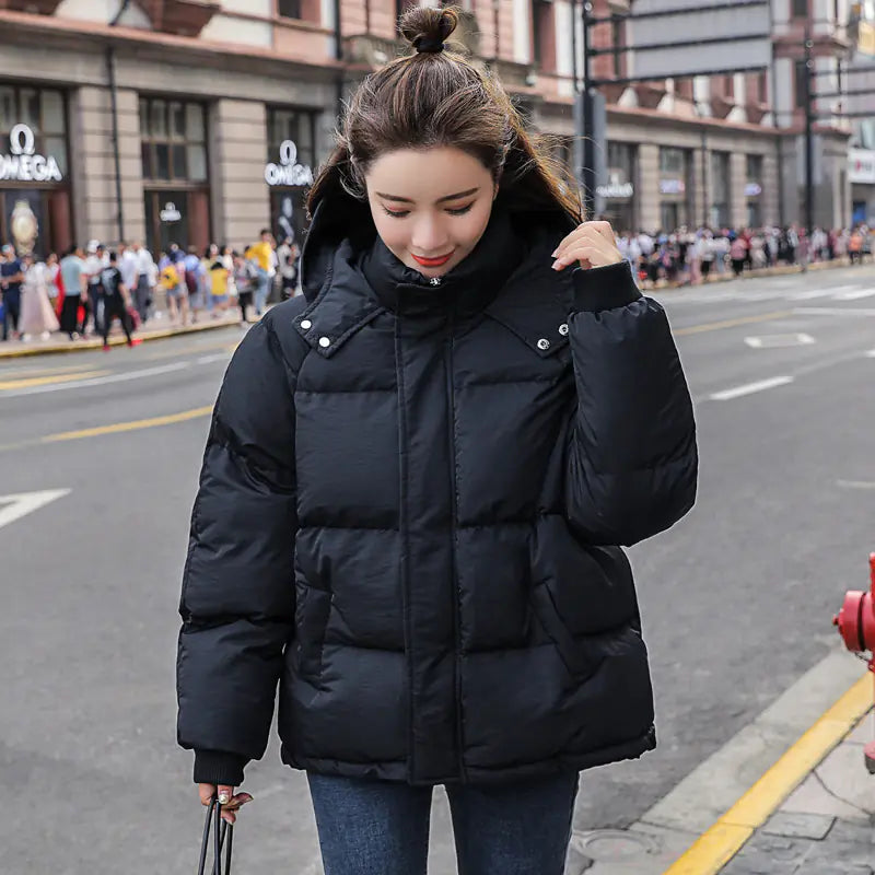 Chic Short Cotton Padded Jacket with Loose Fit