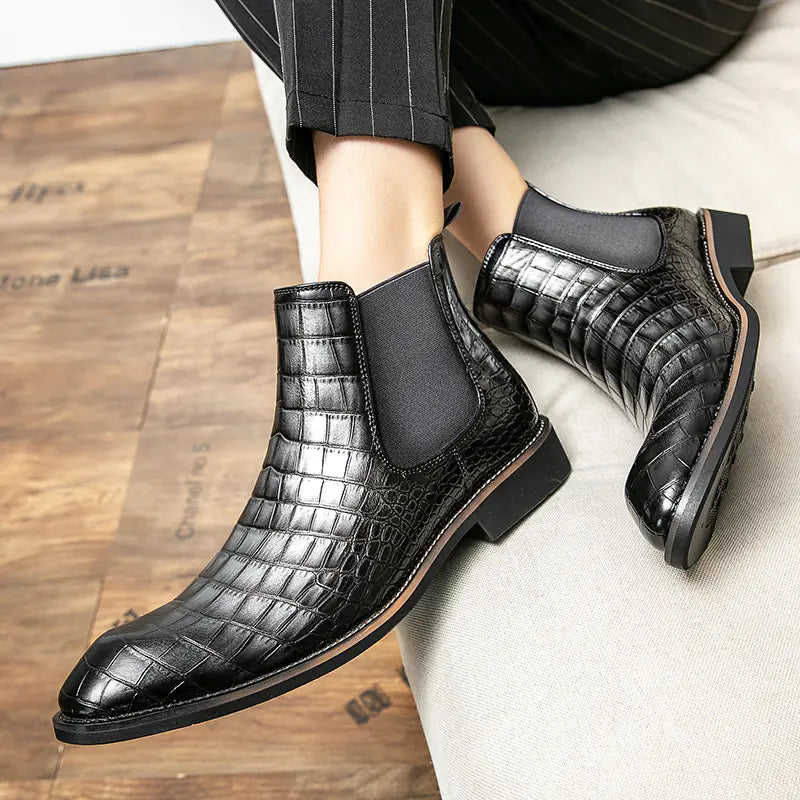 Men's Fashion Chelsea Boots - High-Top Leather Ankle Boots