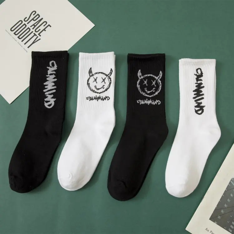"Broken4 Cartoon Demon High Cotton Sports Socks (2-Pack)"