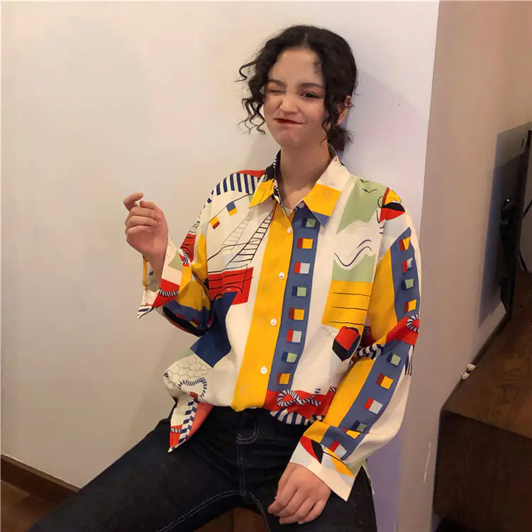 Vintage French Style Long Sleeve Shirt for Women
