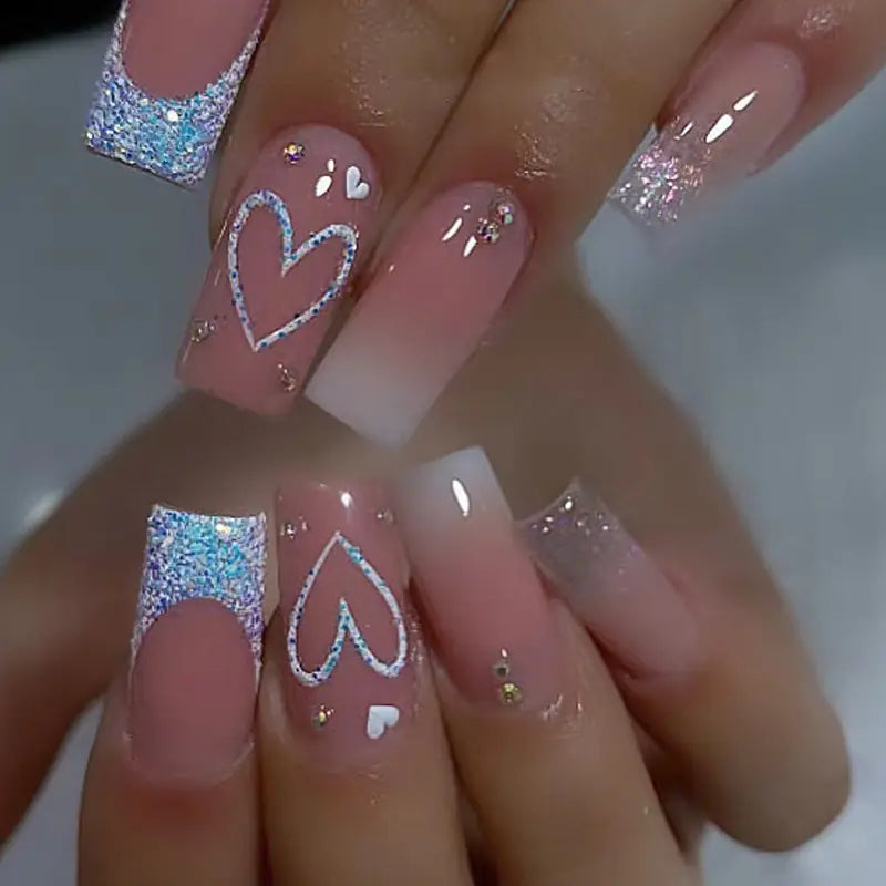 Valentine's Day Press-On Nail Set with Heart Designs