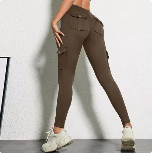 High Elastic Fitness Pants with Pockets