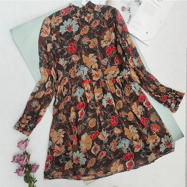 French Style Floral Doll Dress with Bell Sleeves