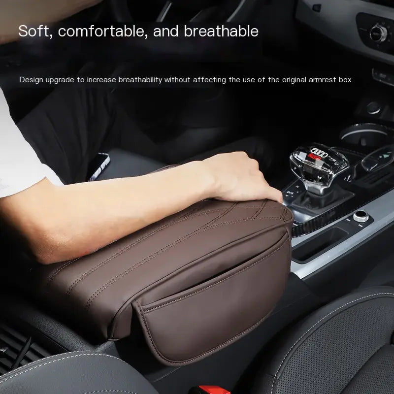 Memory Foam Car Armrest Cushion with Side Storage