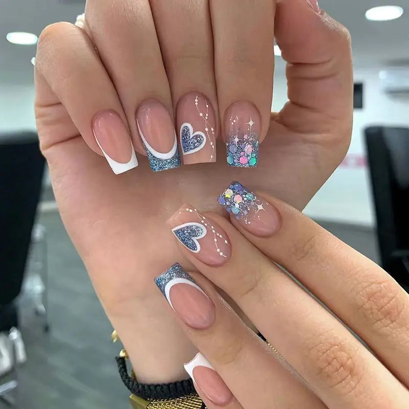 Valentine's Day Press-On Nail Set with Heart Designs