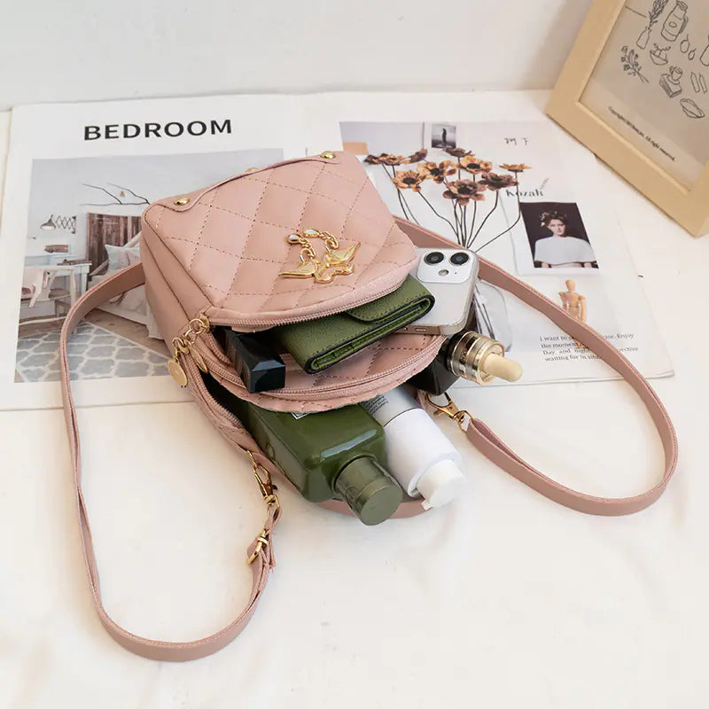 Embroidered PU Leather Small Backpack for Women