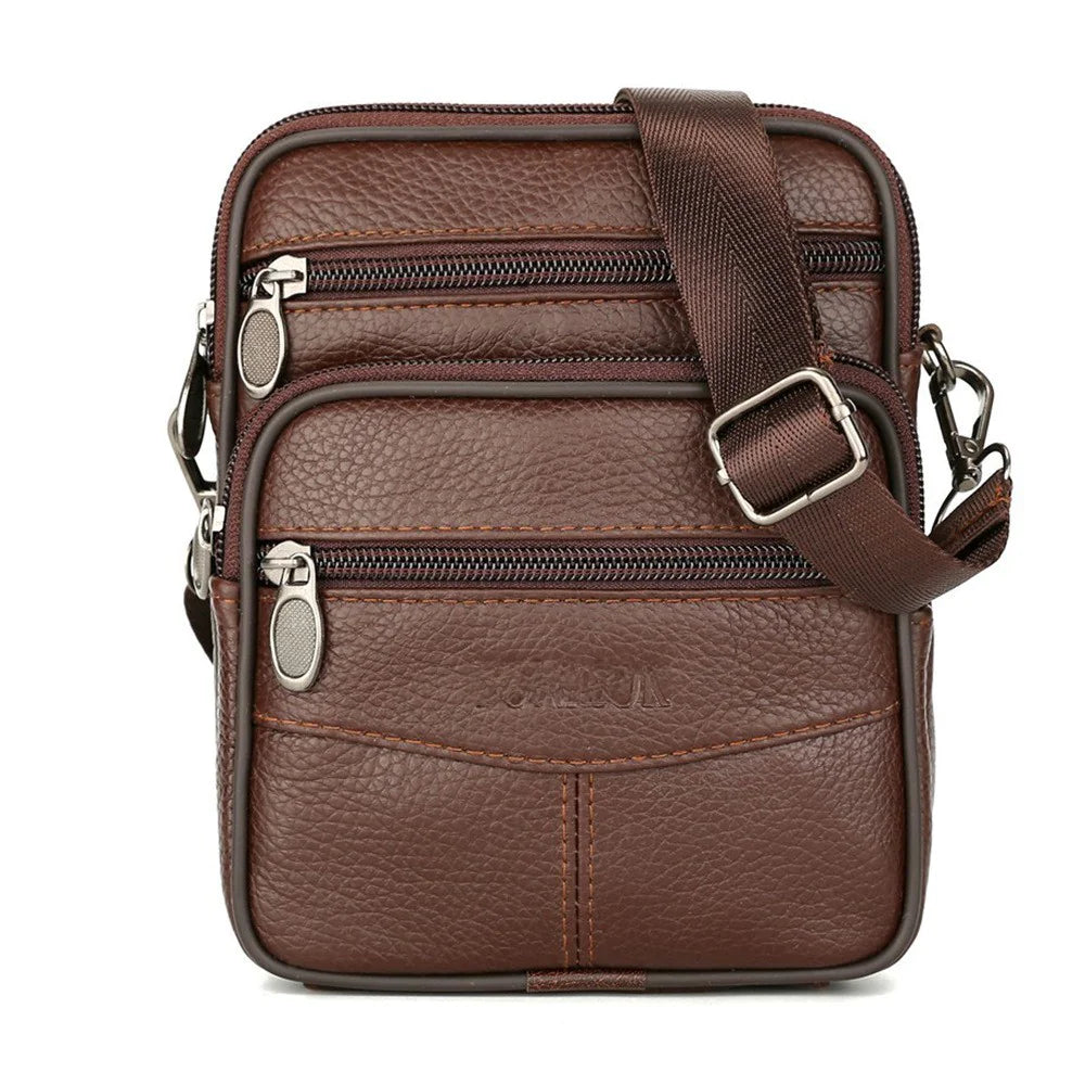 Genuine Leather Men's Crossbody Phone Bag and Waist Bag